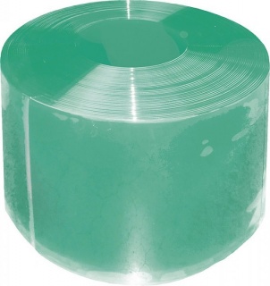 PVC Strip 300 x 3 mm, green translucent, 50 m roll